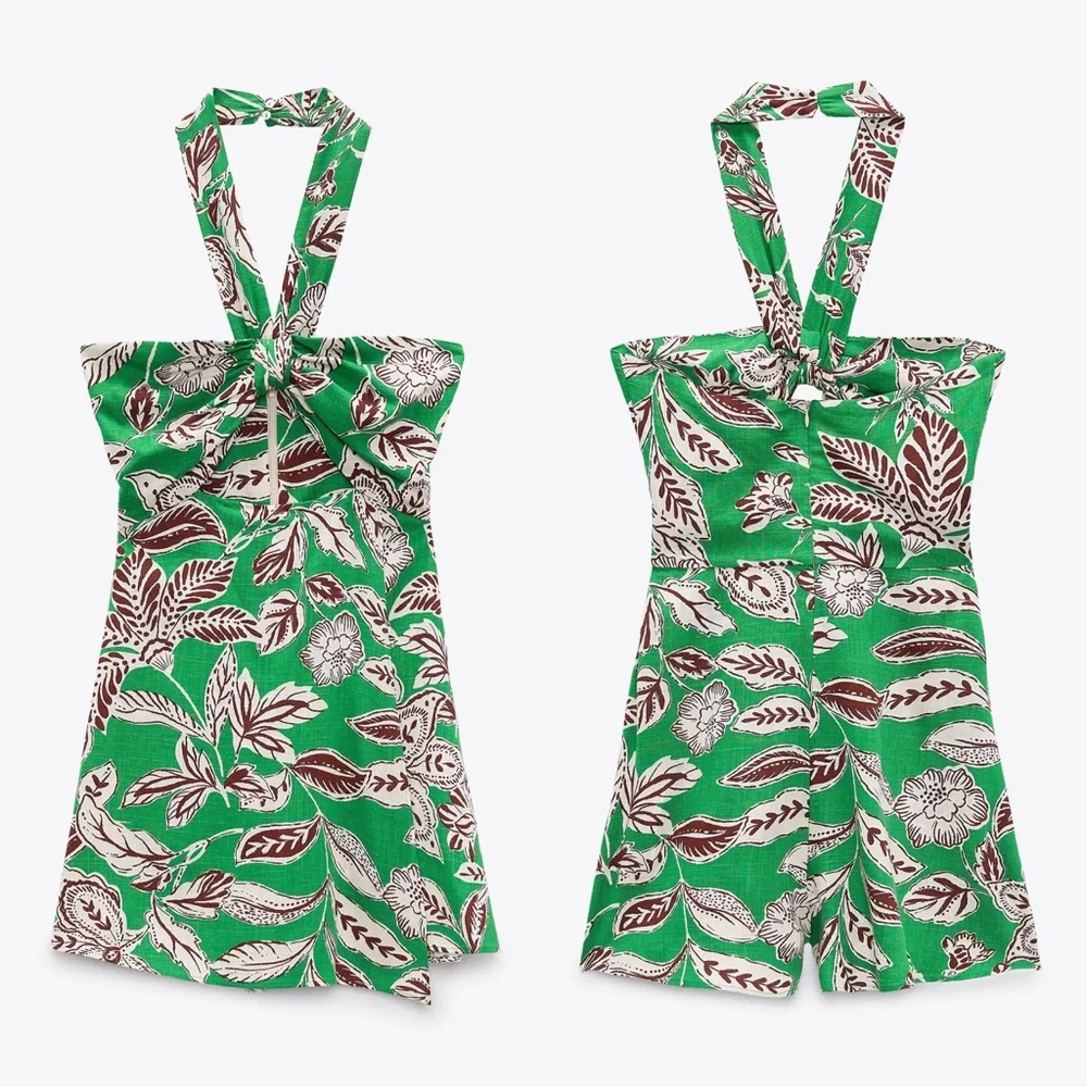Zara Cut Out Printed Jumpsuit Size Large